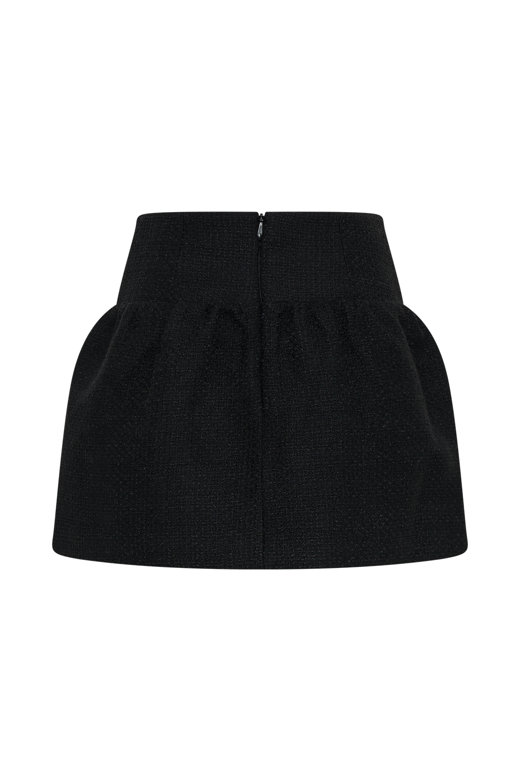 Cyrus Gathered Boucle Mini Skirt - Black