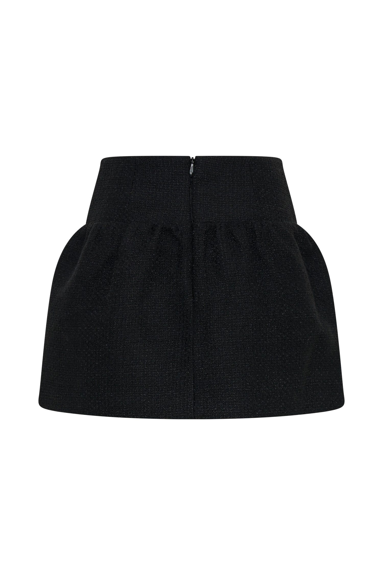 Cyrus Gathered Boucle Mini Skirt - Black