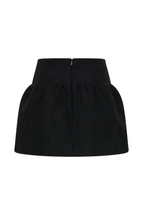 Cyrus Gathered Boucle Mini Skirt - Black