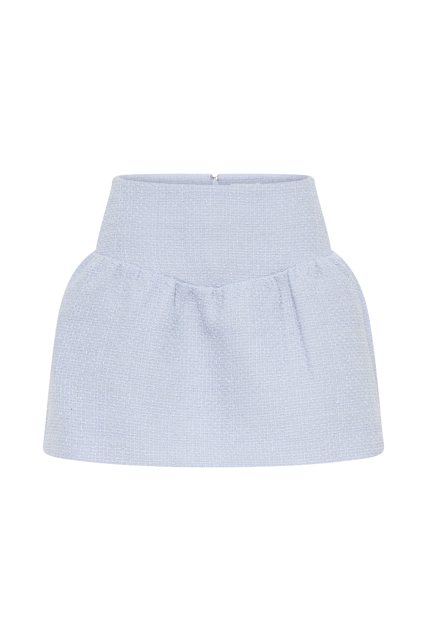 Cyrus Gathered Boucle Mini Skirt - Sky Blue