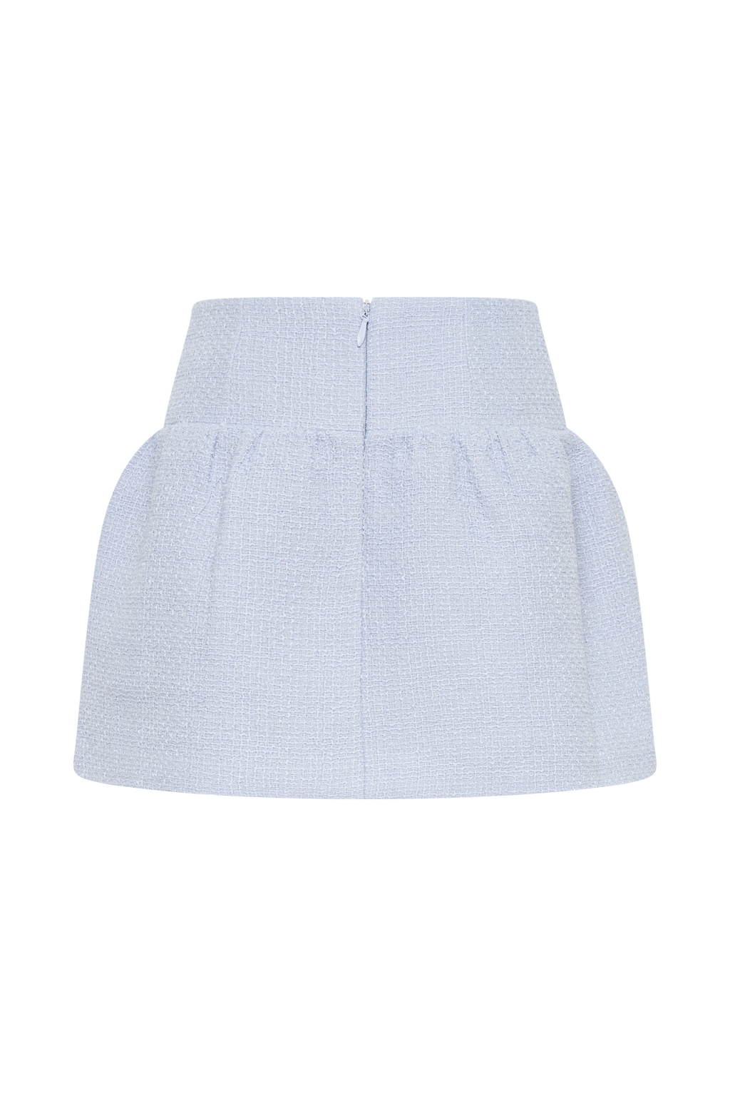 Cyrus Gathered Boucle Mini Skirt - Sky Blue