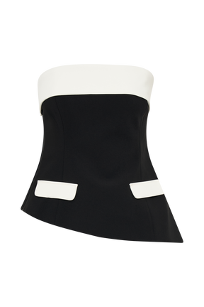 Micah Contrast Suiting Strapless Top - Black