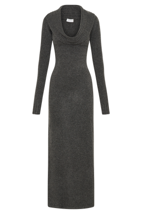 Alessandra Reversible Knit Maxi Dress - Charcoal Marle
