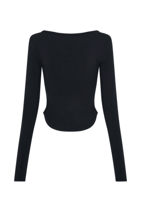 Natalia Modal Buckle Long Sleeve Top - Black