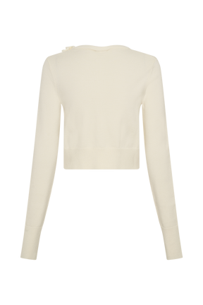 Gianna Knit Cardigan With Flowers - Cream