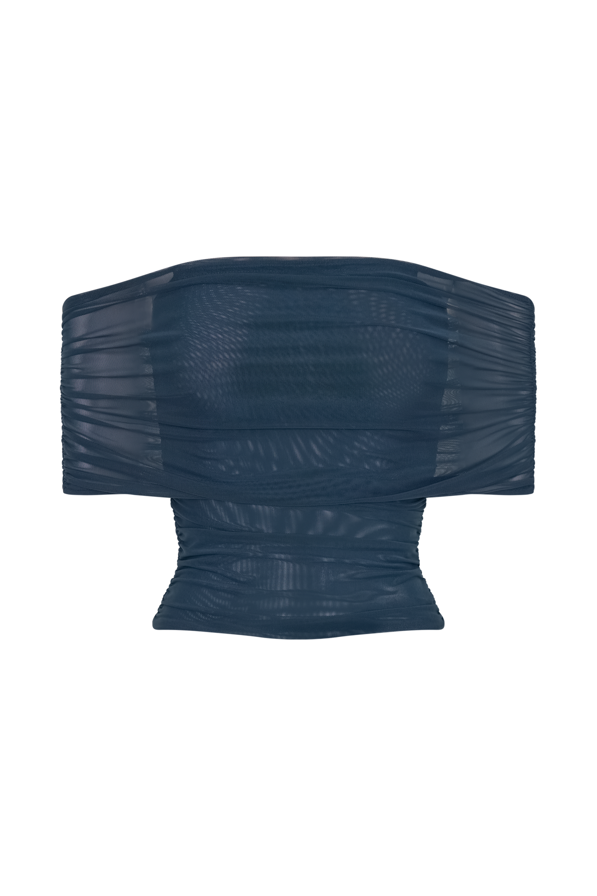 Arna Off Shoulder Mesh Crop Top - Midnight Blue