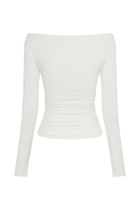 Jaden Off Shoulder Recycled Nylon Top - Ivory