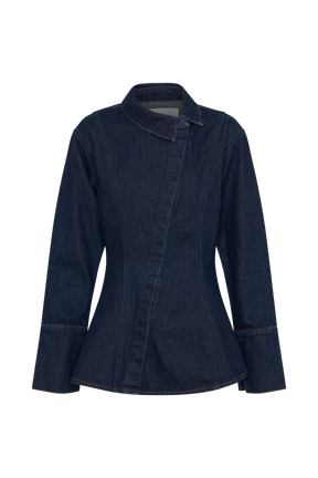 Jericho Asymmetrical Denim Shirt - Indigo Blue