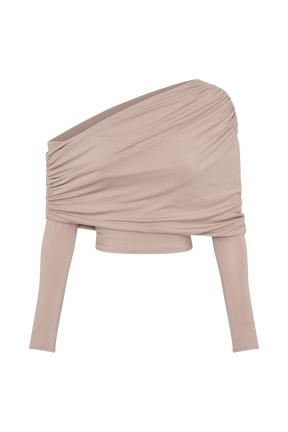 Corinna Modal One Shoulder Top - Mushroom