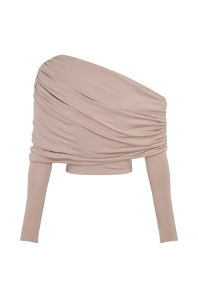 Corinna Modal One Shoulder Top - Mushroom