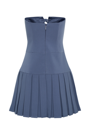 Naya Pleated Mini Dress With Ties - Steel
