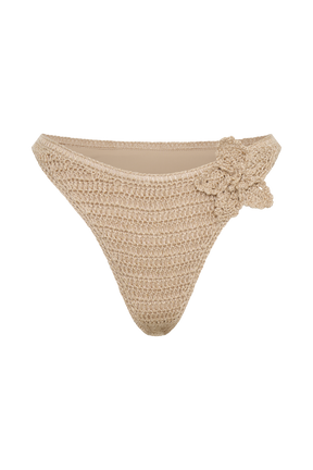 Skye Floral Crochet Tie Up Bikini Bottom - Gold
