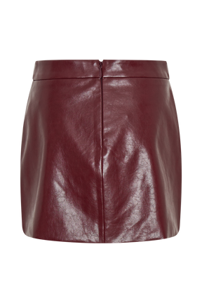 Coralia Faux Leather Bubble Mini Skirt - Cherry Red