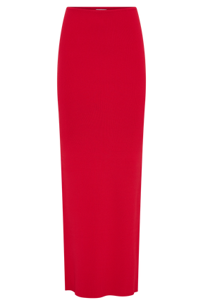 Keaton Fishtail Knit Maxi Skirt - Red