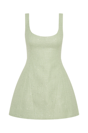 Beth Tweed Mini Dress - Pastel Green