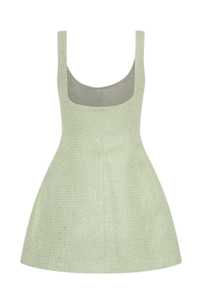 Beth Tweed Mini Dress - Pastel Green
