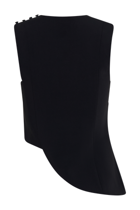 Astrid Asymmetric Sleeveless Suiting Top - Black