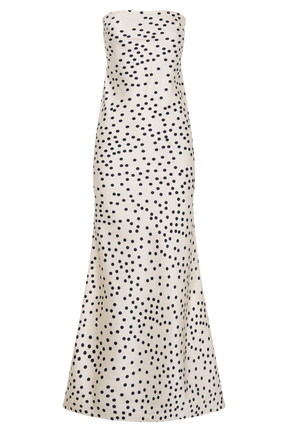 Claudette Strapless Satin Maxi Dress - Polka Dot Print