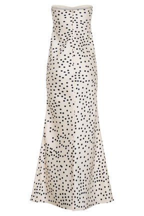 Claudette Strapless Satin Maxi Dress - Polka Dot Print