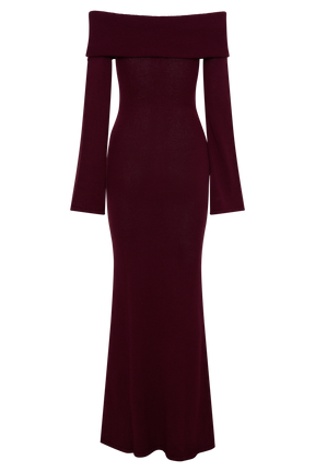 Cameron Off Shoulder Tie Maxi Dress - Merlot
