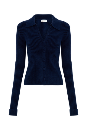 Erin Long Sleeve Button Cardigan - Navy