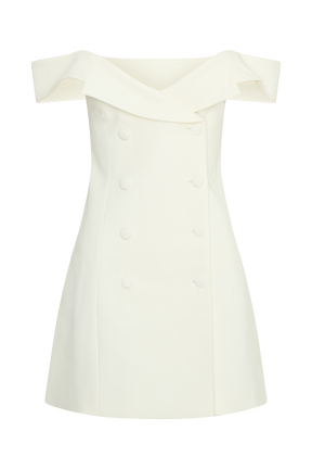 Noelle Off Shoulder Suiting Mini Dress - Ivory