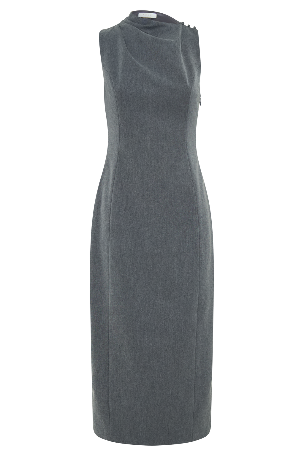 Taylor Draped Crepe Midi Dress - Charcoal Marle