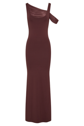 Janette Recycled Nylon And Mesh Sleeveless Maxi Dress - Mahogany