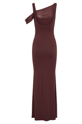 Janette Recycled Nylon And Mesh Sleeveless Maxi Dress - Mahogany