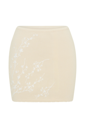 Monroe Embroidered Knit Mini Skirt - Cream And Ivory