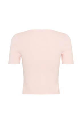 Monroe Embroidered Knit Top - Baby Pink And Ivory