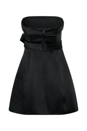 Tatiana Satin Strapless Bow Mini Dress - Black