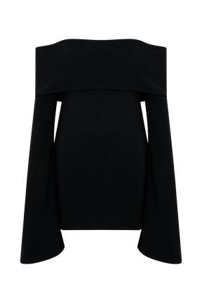 Dominique Off Shoulder Long Sleeve Mini Dress - Black