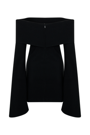 Dominique Off Shoulder Long Sleeve Mini Dress - Black