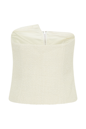 Parker Boucle Strapless Asymmetric Top - Ivory