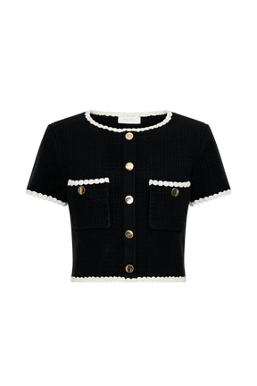 Saffron Contrast Knit Top - Black/White