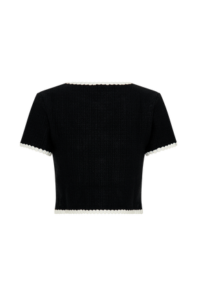 Saffron Contrast Knit Top - Black/White
