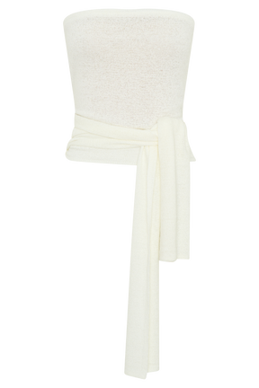 Phoebe Strapless Tie Knit Top - Ivory