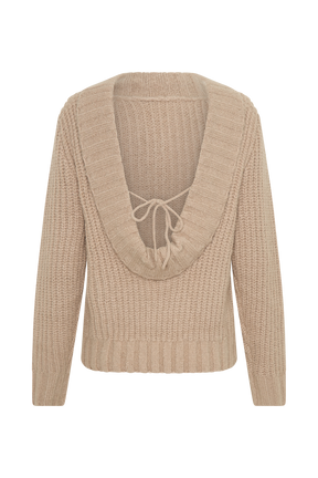 Candice Oversized Low Back Knit Jumper - Stone Marle