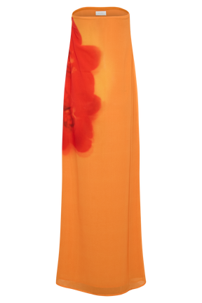 Amaya Strapless Chiffon Maxi Dress - Koi Orchid Print