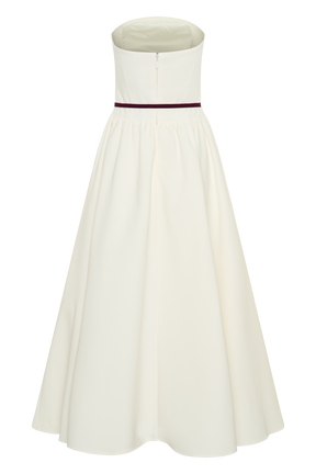 Penny Strapless Contrast Midi Dress - Ivory & Burgundy