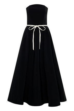 Penny Strapless Contrast Midi Dress - Black & White