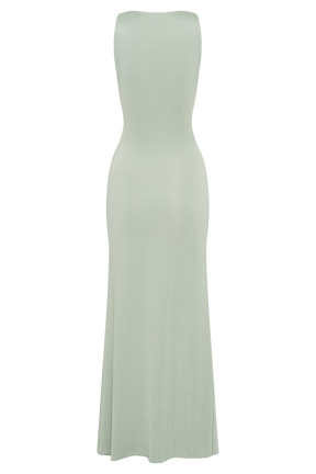 Beck Plunge Maxi Dress With Floral Hardware - Basil