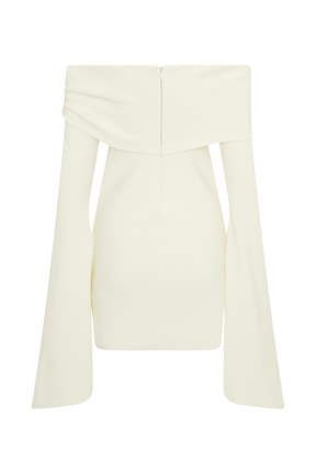 Dominique Off Shoulder Long Sleeve Mini Dress - Ivory