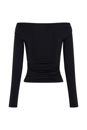 Jaden Off Shoulder Recycled Nylon Top - Black
