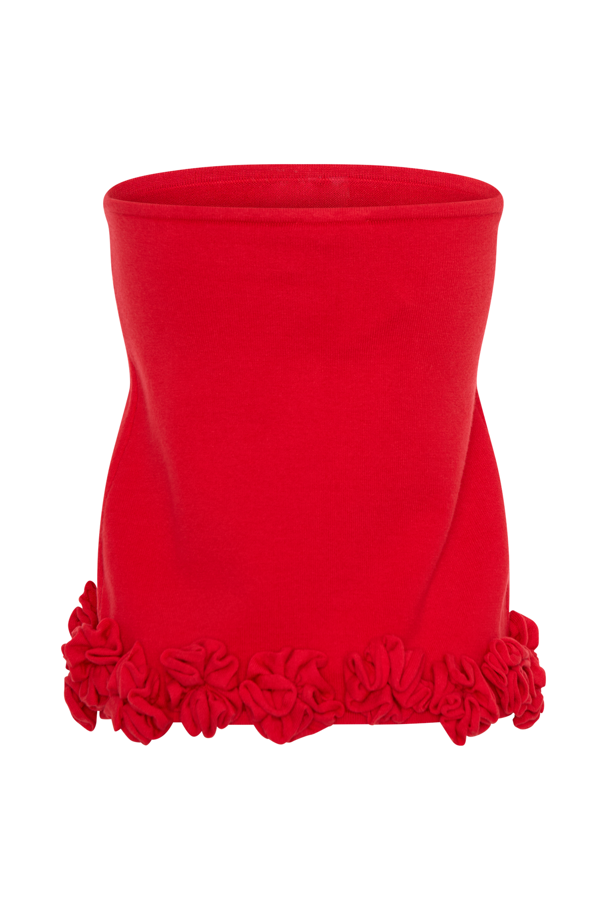Gianna Knit Mini Skirt With Flowers - Red