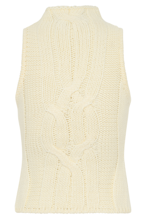 Roberta High Neck Cable Knit Top - Ivory