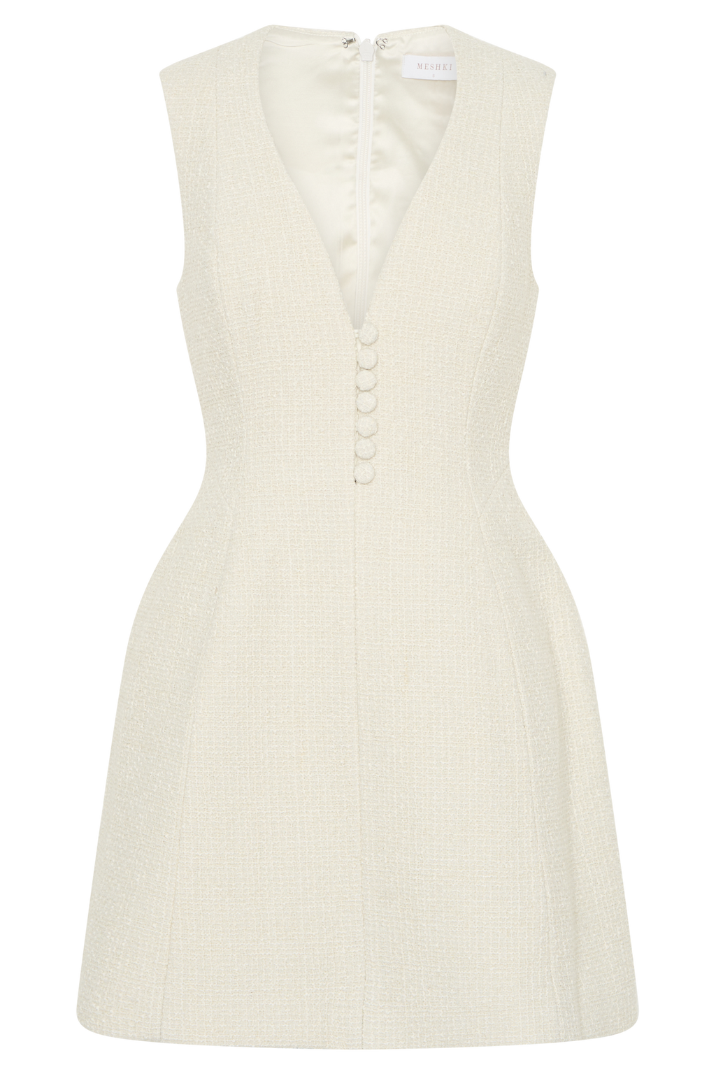 Danna Boucle Mini Dress With Pleats - White