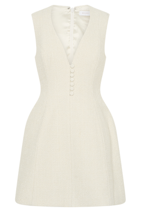 Danna Boucle Mini Dress With Pleats - White