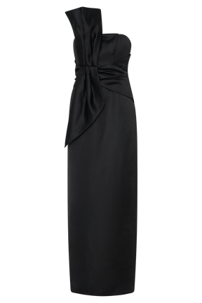 Cyrill Strapless Satin Structured Maxi Dress - Black